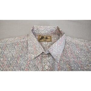 Fulton Street Shirt Works VTG Gray/Pink Lightweight Button Up Shirt Size XL